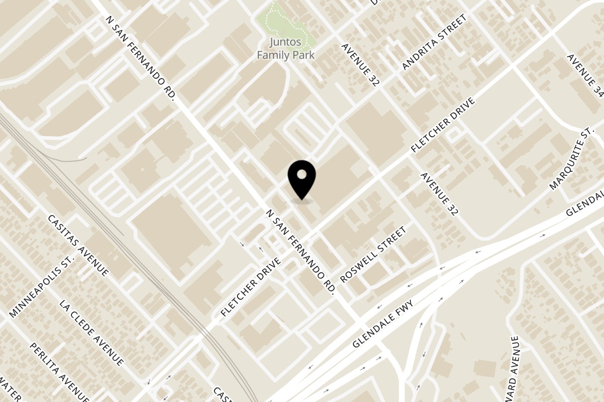 Map showing the location of THE BOBA AVE-Poke & Roll on 3115 N San Fernando Rd in Los Angeles